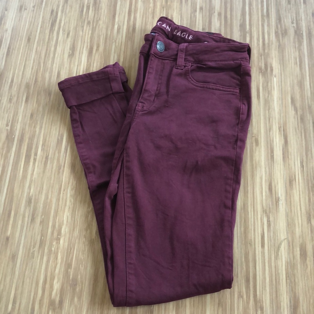 American Eagle Maroon Ne(x)t Level Stretch Jeans